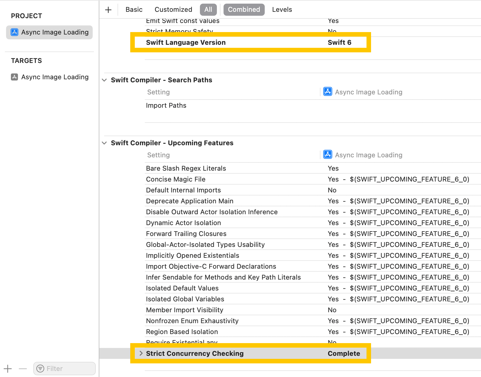 Xcode Project Settings